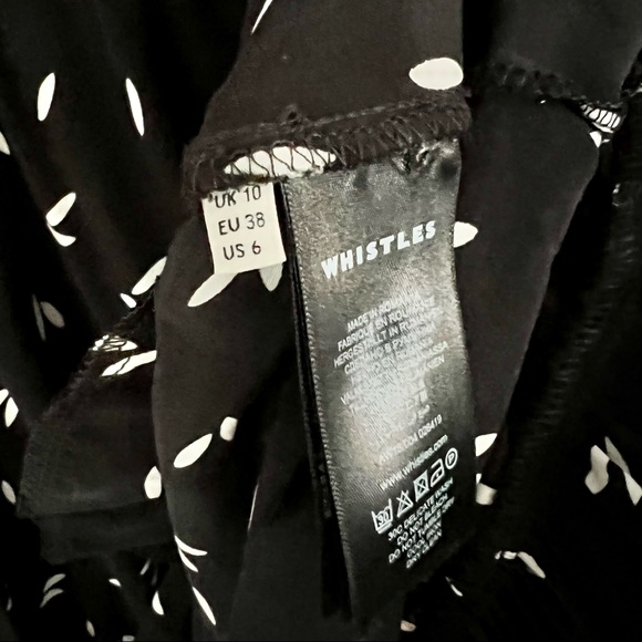 WHISTLES Eva Camilla Printed High Low Midi Dress in Black - Picture 9 of 9